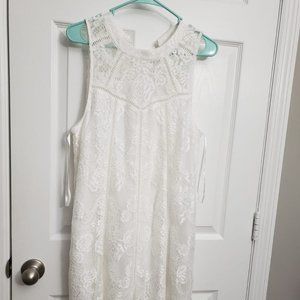 BP HI NECK LADDER TRIM LACE DRESS